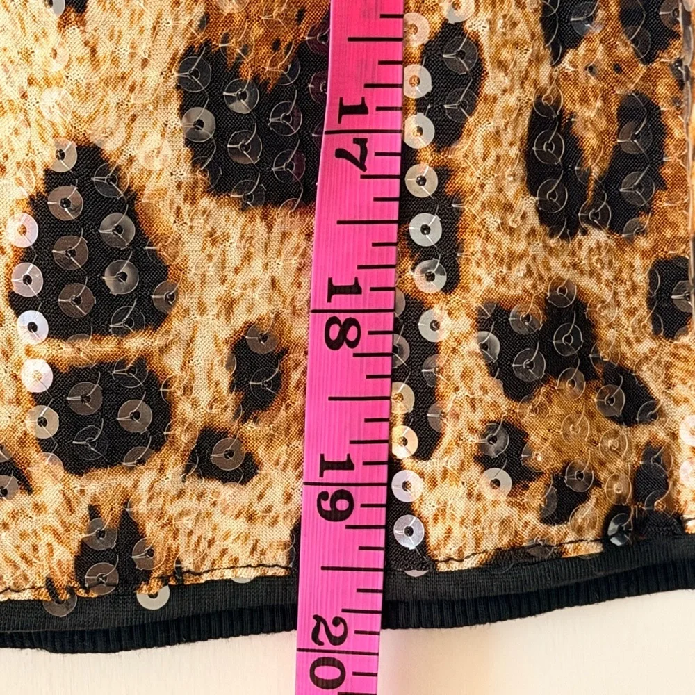 Sequin Leopard Print Racerback Tank Top in Gold and Black Size L - Picture 7 of 8